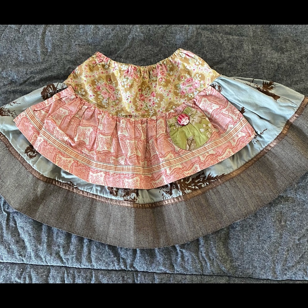 Vintage Matilda Jane twirl skirt, mixed fabrics, size 2